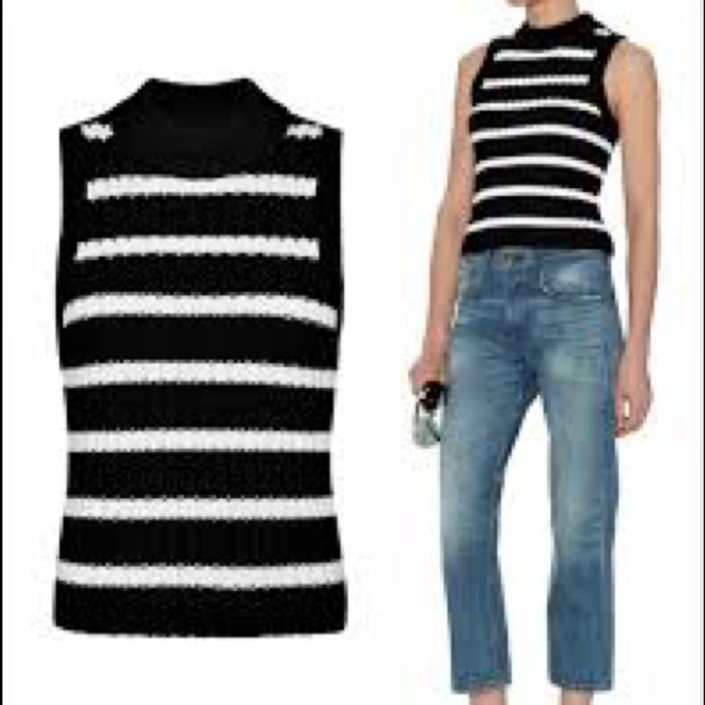 NWT INTERMIX Shiloh Striped Mock Neck Knit Top (12)